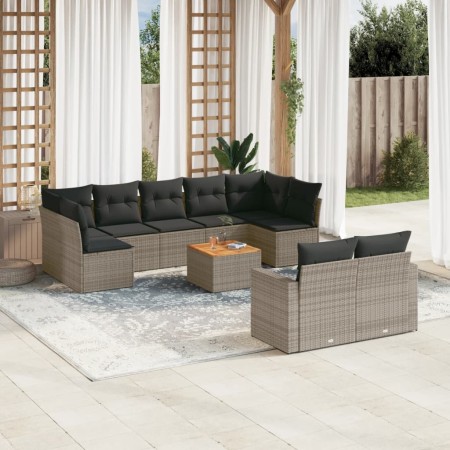 Set de sofás de jardín 10 pzas con cojines ratán sintético gris de , Conjuntos de jardín - Ref: Foro24-3256606, Precio: 616,2...