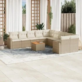 Set de sofás de jardín 11pzas con cojines ratán sintético beige by , Garden sets - Ref: Foro24-3256646, Price: 715,65 €, Disc...