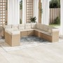 Set de sofás de jardín 11pzas con cojines ratán sintético beige en Conjuntos de jardín | Comprar online en Foru.es