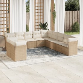 Set de sofás de jardín 11pzas con cojines ratán sintético beige en Conjuntos de jardín | Comprar online en Foru.es