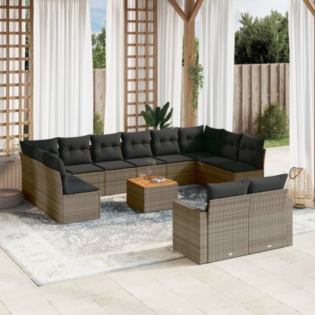 Set sofás de jardín con cojines 13 piezas ratán sintético gris de , Conjuntos de jardín - Ref: Foro24-3256690, Precio: 832,02...