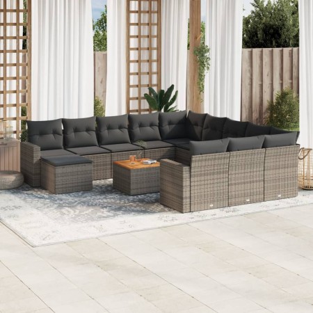 Set sofás de jardín con cojines 13 piezas ratán sintético gris de , Conjuntos de jardín - Ref: Foro24-3256760, Precio: 792,85...