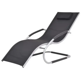 Tumbona con cojín aluminio y textilene negra de vidaXL, Tumbonas - Ref: Foro24-47777, Precio: 113,50 €, Descuento: %