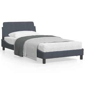 Estructura cama con cabecero terciopelo gris oscuro 100x200 cm de , Camas y somieres - Ref: Foro24-373133, Precio: 118,41 €, ...