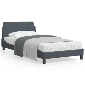 Estructura cama con cabecero terciopelo gris oscuro 100x200 cm de , Camas y somieres - Ref: Foro24-373133, Precio: 116,84 €, ...