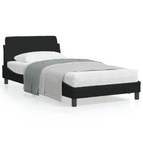 Estructura de cama con cabecero de tela negro 100x200 cm de , Camas y somieres - Ref: Foro24-373127, Precio: 119,83 €, Descue...