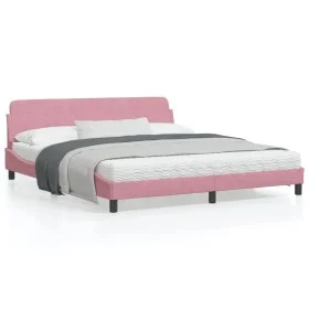 Bettgestell mit rosa Samtkopfteil 180x200 cm von , Betten und Lattenroste - Ref: Foro24-373237, Preis: 172,47 €, Rabatt: %