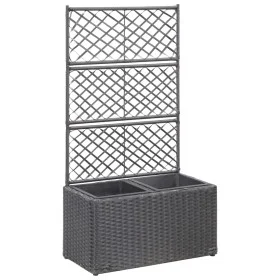 Enrejado y arriate 2 macetas ratán sintético negro 58x30x107 cm de vidaXL, Maceteros y jardineras - Ref: Foro24-46931, Precio...