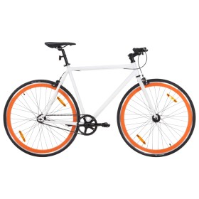 Bicicleta de piñón fijo blanco y naranja 700c 55 cm de , Bicicletas - Ref: Foro24-92265, Precio: 281,81 €, Descuento: %