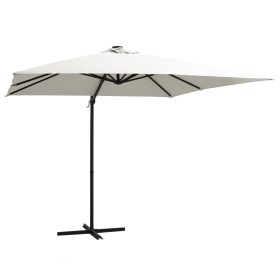 Sombrilla voladiza con luces LED y poste acero arena 250x250 cm de vidaXL, Sombrillas - Ref: Foro24-46992, Precio: 121,86 €, ...