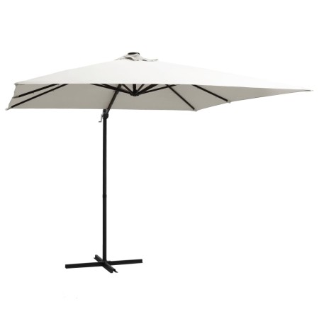 Sombrilla voladiza con luces LED y poste acero arena 250x250 cm de vidaXL, Sombrillas - Ref: Foro24-46992, Precio: 121,86 €, ...
