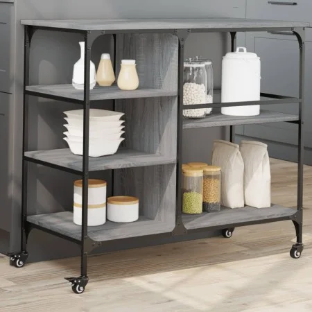 Carrito de cocina madera ingeniería gris Sonoma 100x45x89,5 cm by , Kitchen and dining carts - Ref: Foro24-842384, Price: 106...