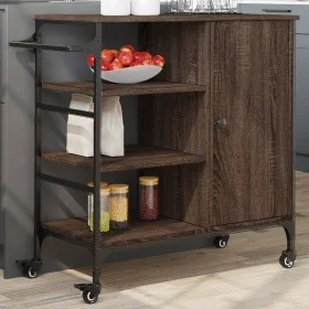 Carrito de cocina de madera marrón roble 87,5x38,5x84,5 cm by , Kitchen and dining carts - Ref: Foro24-842390, Price: 100,73 ...