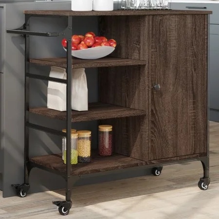 Carrito de cocina de madera marrón roble 87,5x38,5x84,5 cm de , Carros de cocina y comedor - Ref: Foro24-842390, Precio: 100,...