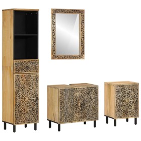 Conjunto de muebles de baño 4 piezas madera maciza de mango de , Muebles de baño - Ref: Foro24-3206315, Precio: 546,12 €, Des...