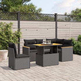 Set de sofás de jardín 6 piezas y cojines ratán sintético negro de , Conjuntos de jardín - Ref: Foro24-3273078, Precio: 420,1...