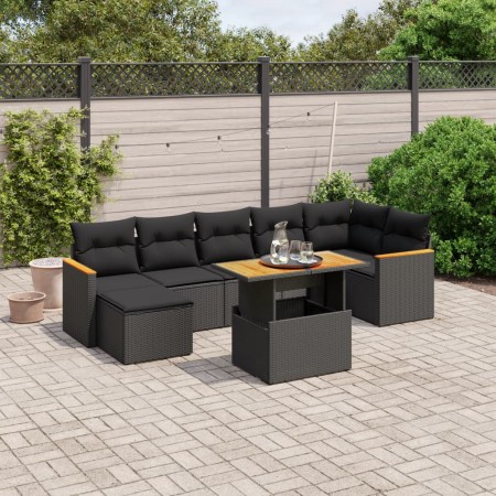 Set de sofás de jardín 8 piezas y cojines ratán sintético negro de , Conjuntos de jardín - Ref: Foro24-3273183, Precio: 521,1...