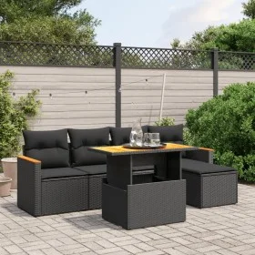 Set de sofás de jardín 6 piezas y cojines ratán sintético negro de , Conjuntos de jardín - Ref: Foro24-3276030, Precio: 390,4...