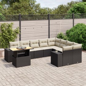Set de sofás de jardín 10 pzas cojines ratán sintético negro de , Conjuntos de jardín - Ref: Foro24-3272799, Precio: 599,30 €...