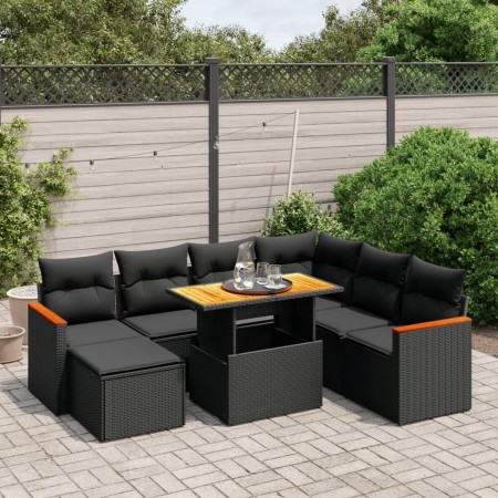 Set de sofás de jardín 8 piezas y cojines ratán sintético negro de , Conjuntos de jardín - Ref: Foro24-3276051, Precio: 534,8...