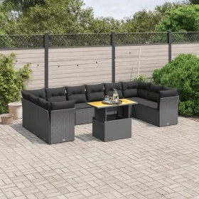 Set de sofás de jardín 11 pzas y cojines ratán sintético negro de , Conjuntos de jardín - Ref: Foro24-3271020, Precio: 746,22...