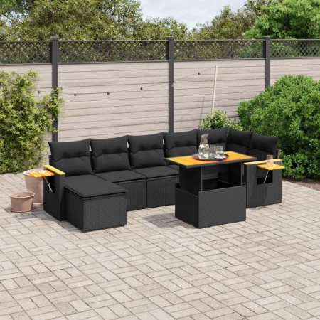 Set de sofás de jardín 8 piezas y cojines ratán sintético negro de , Conjuntos de jardín - Ref: Foro24-3273624, Precio: 542,6...