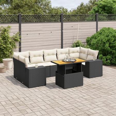 Set de sofás de jardín 8 piezas y cojines ratán sintético negro de , Conjuntos de jardín - Ref: Foro24-3272547, Precio: 516,0...