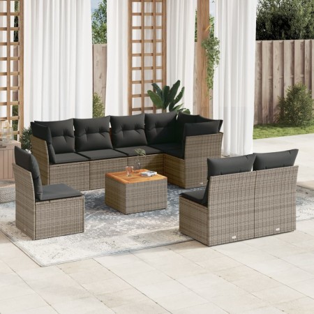 Set de muebles de jardín 9 pzas y cojines ratán sintético gris de , Conjuntos de jardín - Ref: Foro24-3256018, Precio: 513,26...