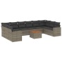 Set de sofás de jardín 11 pzas y cojines ratán sintético gris de , Conjuntos de jardín - Ref: Foro24-3256627, Precio: 629,24 ...