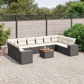 Set de sofás de jardín 11 pzas y cojines ratán sintético negro de , Conjuntos de jardín - Ref: Foro24-3257946, Precio: 641,36...