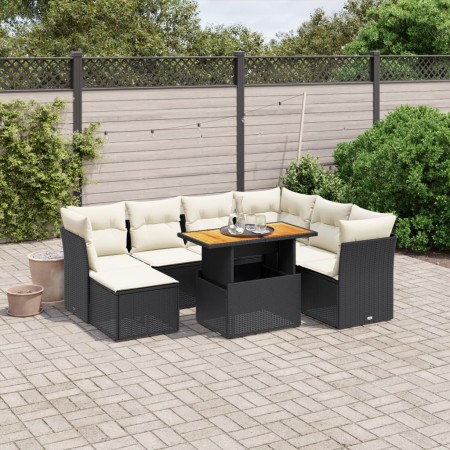 Set de sofás de jardín 8 piezas y cojines ratán sintético negro de , Conjuntos de jardín - Ref: Foro24-3275492, Precio: 472,7...