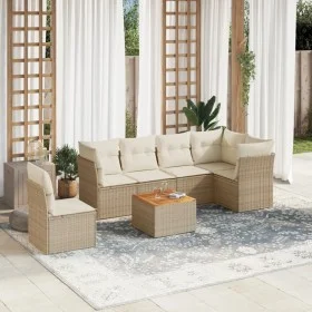 Set sofás de jardín 7 piezas y cojines ratán sintético beige de , Conjuntos de jardín - Ref: Foro24-3255995, Precio: 450,07 €...