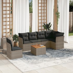 Set de sofás de jardín 7 piezas con cojines ratán PE gris de , Conjuntos de jardín - Ref: Foro24-3255997, Precio: 425,15 €, D...