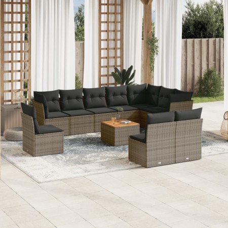 Set de sofás de jardín 11 pzas y cojines ratán sintético gris de , Conjuntos de jardín - Ref: Foro24-3256032, Precio: 640,55 ...