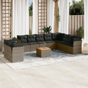 Set de sofás de jardín 11 pzas y cojines ratán sintético gris de , Conjuntos de jardín - Ref: Foro24-3256053, Precio: 651,46 ...
