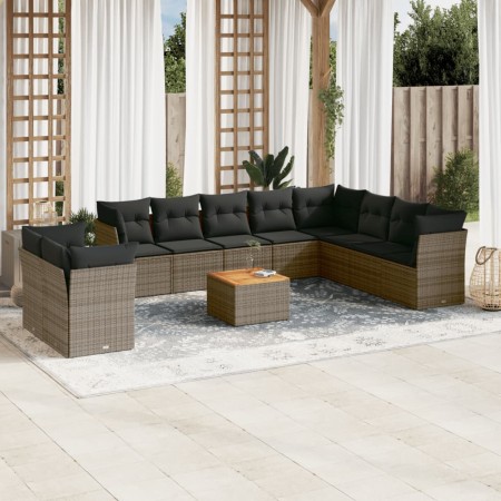 Set de sofás de jardín 11 pzas y cojines ratán sintético gris de , Conjuntos de jardín - Ref: Foro24-3256053, Precio: 651,46 ...