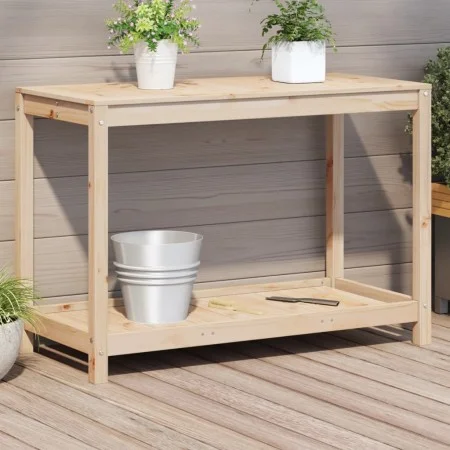 Mesa de plantación con estante madera maciza pino 108x50x75 cm de , Soportes para macetas - Ref: Foro24-832402, Precio: 90,11...