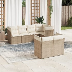 Set sofás de jardín 7 piezas y cojines ratán sintético beige en Conjuntos de jardín | Comprar online en Foru.es