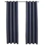 Cortinas opacas con anillas de metal 2 uds antracita 140x175 cm de vidaXL, Cortinas y visillos - Ref: Foro24-134418, Precio: ...