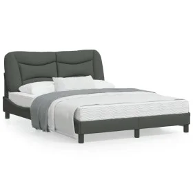 Bed frame with LED lights dark gray fabric 140x190 cm by , Beds and slatted bases - Ref: Foro24-3213698, Price: 230,57 €, Dis...
