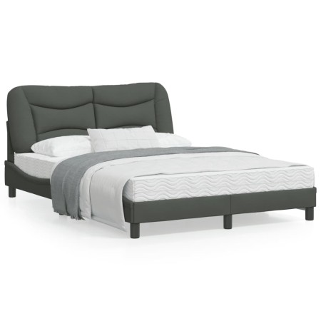Estructura de cama con luces LED tela gris oscuro 140x190 cm de , Camas y somieres - Ref: Foro24-3213698, Precio: 233,28 €, D...