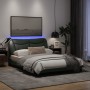 Estructura de cama con luces LED tela gris oscuro 140x190 cm de , Camas y somieres - Ref: Foro24-3213698, Precio: 233,28 €, D...