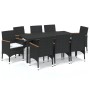 Set de muebles de jardín 9 pzas y cojines ratán sintético negro de , Conjuntos de jardín - Ref: Foro24-3095020, Precio: 637,9...