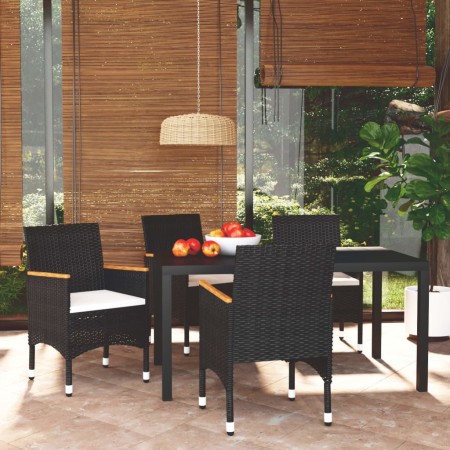 Juego muebles jardín 5 pzas con cojines ratán sintético negro de , Conjuntos de jardín - Ref: Foro24-3095017, Precio: 405,80 ...