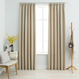 Cortinas opacas con ganchos 2 unidades beige 140x245 cm de vidaXL, Cortinas y visillos - Ref: Foro24-134448, Precio: 47,34 €,...