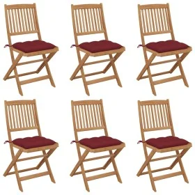 Sillas de jardín plegables 6 uds y cojines madera maciza acacia de , Sillas de jardín - Ref: Foro24-3075018, Precio: 303,25 €...