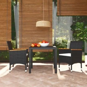 Juego muebles jardín 3 pzas con cojines ratán sintético negro de , Conjuntos de jardín - Ref: Foro24-3095015, Precio: 274,92 ...