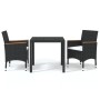 Juego muebles jardín 3 pzas con cojines ratán sintético negro de , Conjuntos de jardín - Ref: Foro24-3095015, Precio: 268,66 ...