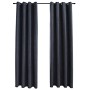 Cortinas opacas y aros de metal 2 pzs gris antracita 140x225 cm de vidaXL, Cortinas y visillos - Ref: Foro24-134459, Precio: ...