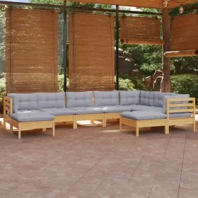 Juego de muebles de jardín 9 pzas y cojines madera maciza pino de , Conjuntos de jardín - Ref: Foro24-3096706, Precio: 691,08...